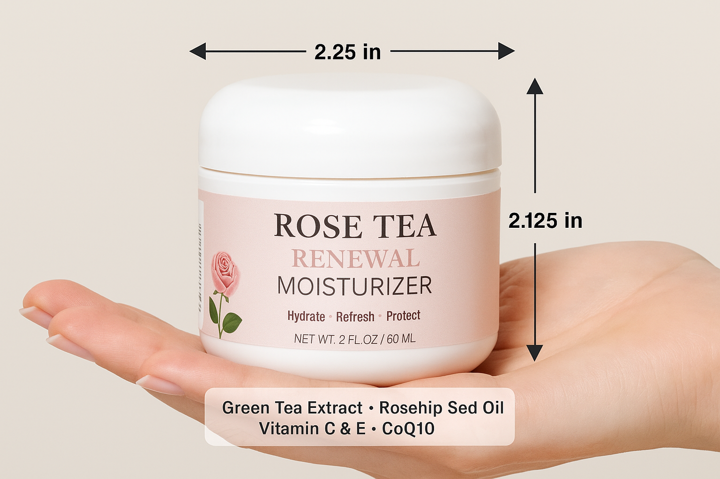 Rose Tea Renewal Moisturizer | Antioxidant Daily Face Cream