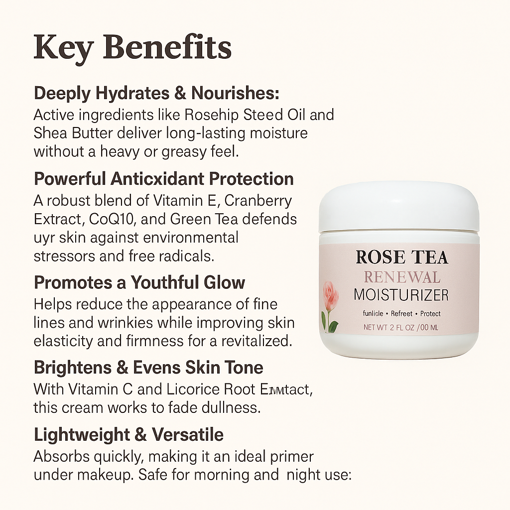 Rose Tea Renewal Moisturizer | Antioxidant Daily Face Cream